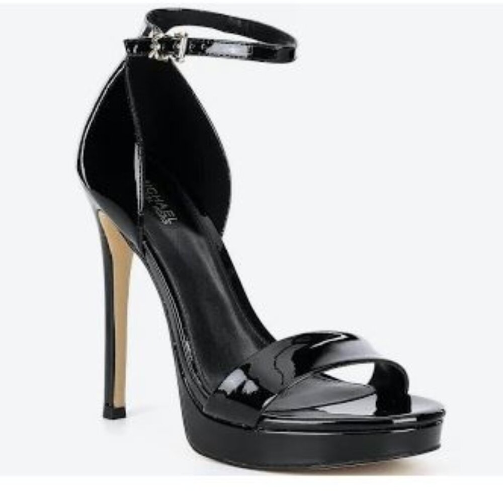 Michael Kors Jordyn Black Patent Leather Platform Sandal Size 8